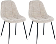 Set van 2 Eetkamerstoelen Tom creme,Stof creme
