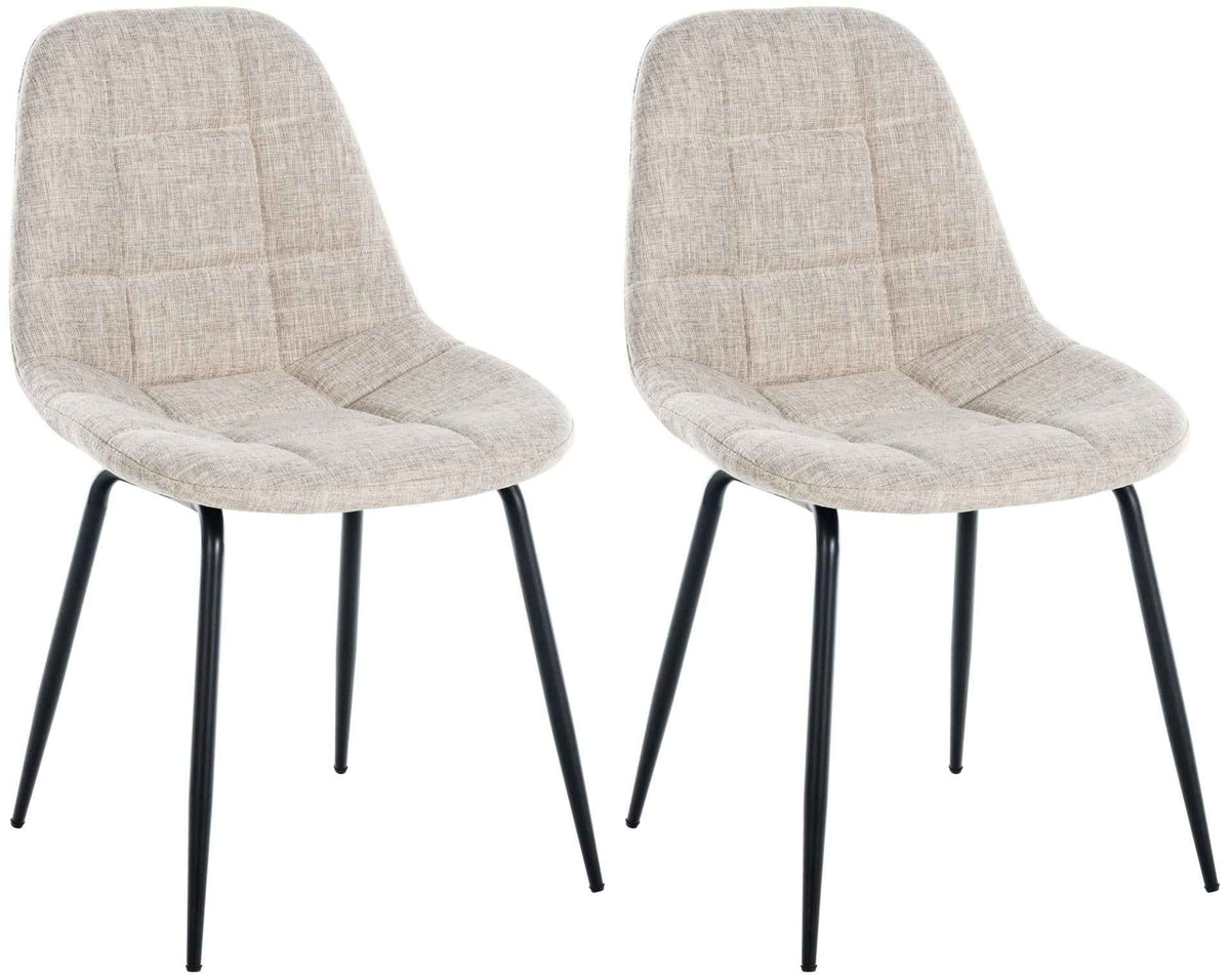 Set van 2 Eetkamerstoelen Tom creme,Stof creme