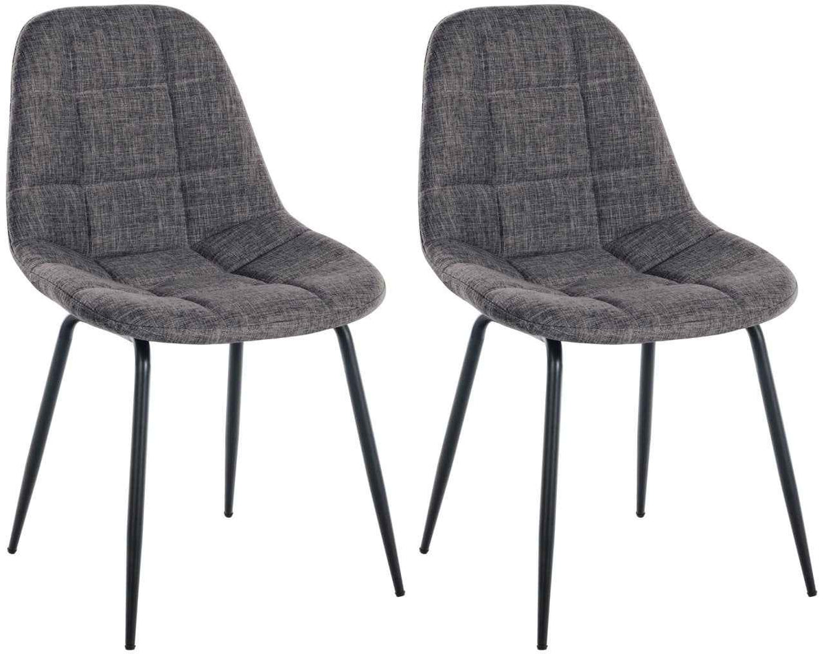 Set van 2 Eetkamerstoelen Tom licht grijs,Stof hellgrau
