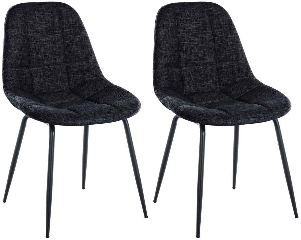 Set van 2 Eetkamerstoelen Tom zwart,Stof schwarz