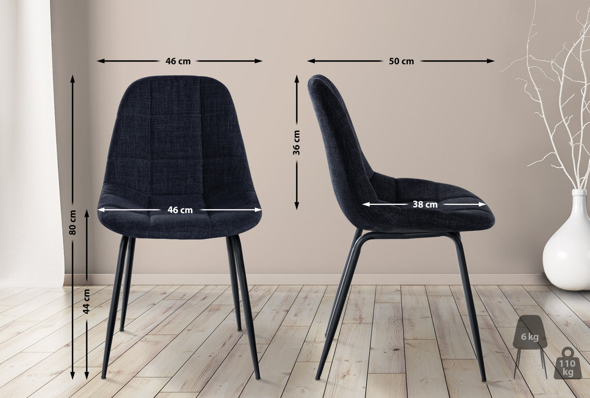Set van 2 Eetkamerstoelen Tom zwart,Stof schwarz