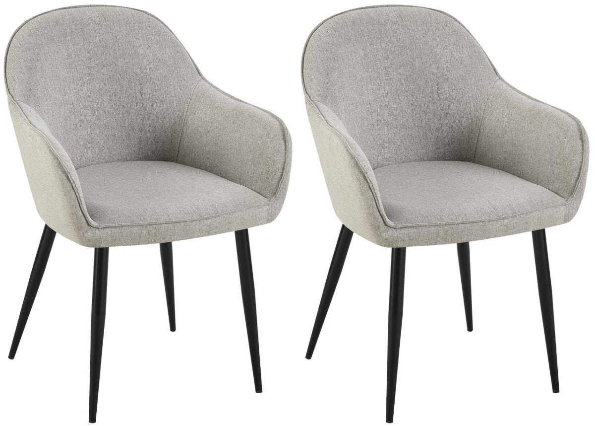 Set van 2 Eetkamerstoelen Boise Stof grijs grau