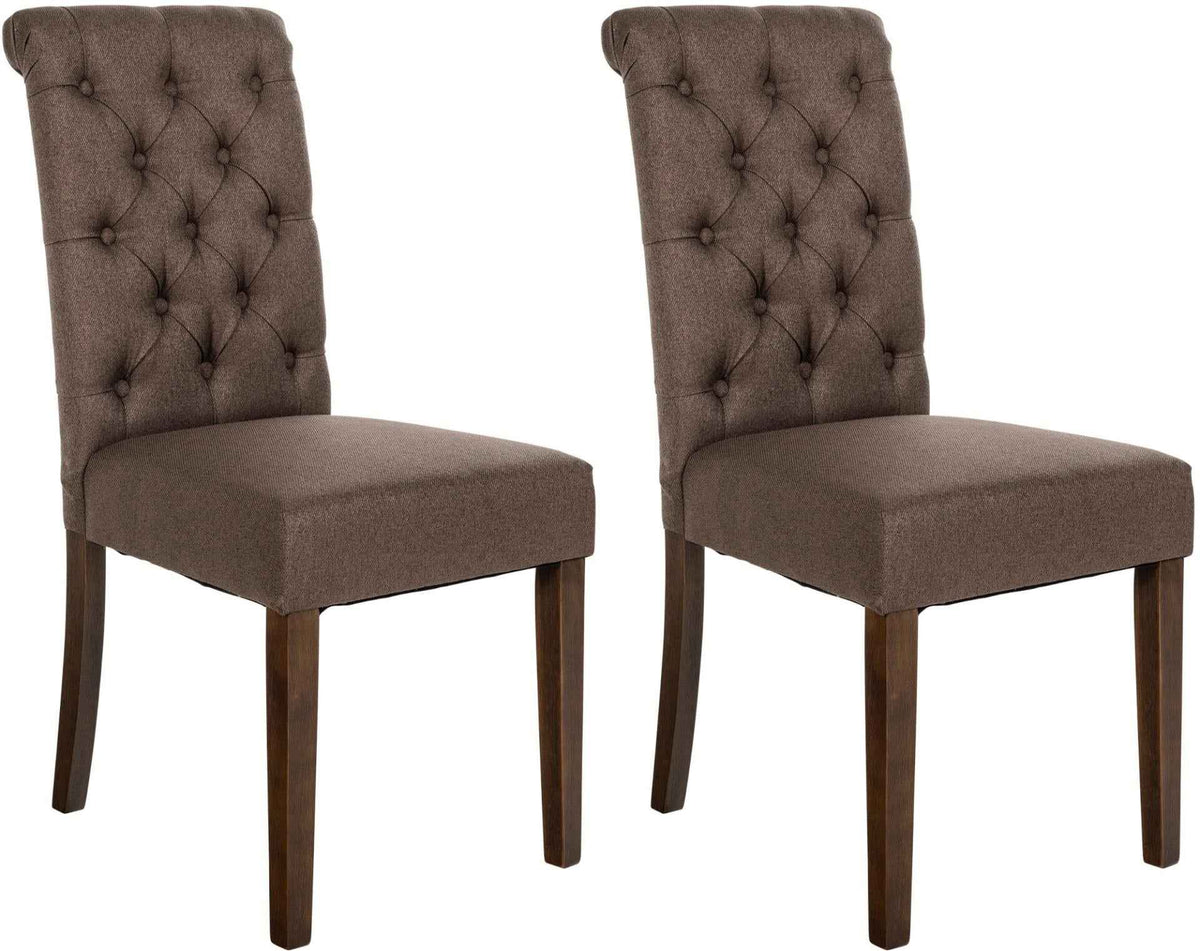 Set van 2 Lisburn eetkamerstoelen bruin,Stof braun