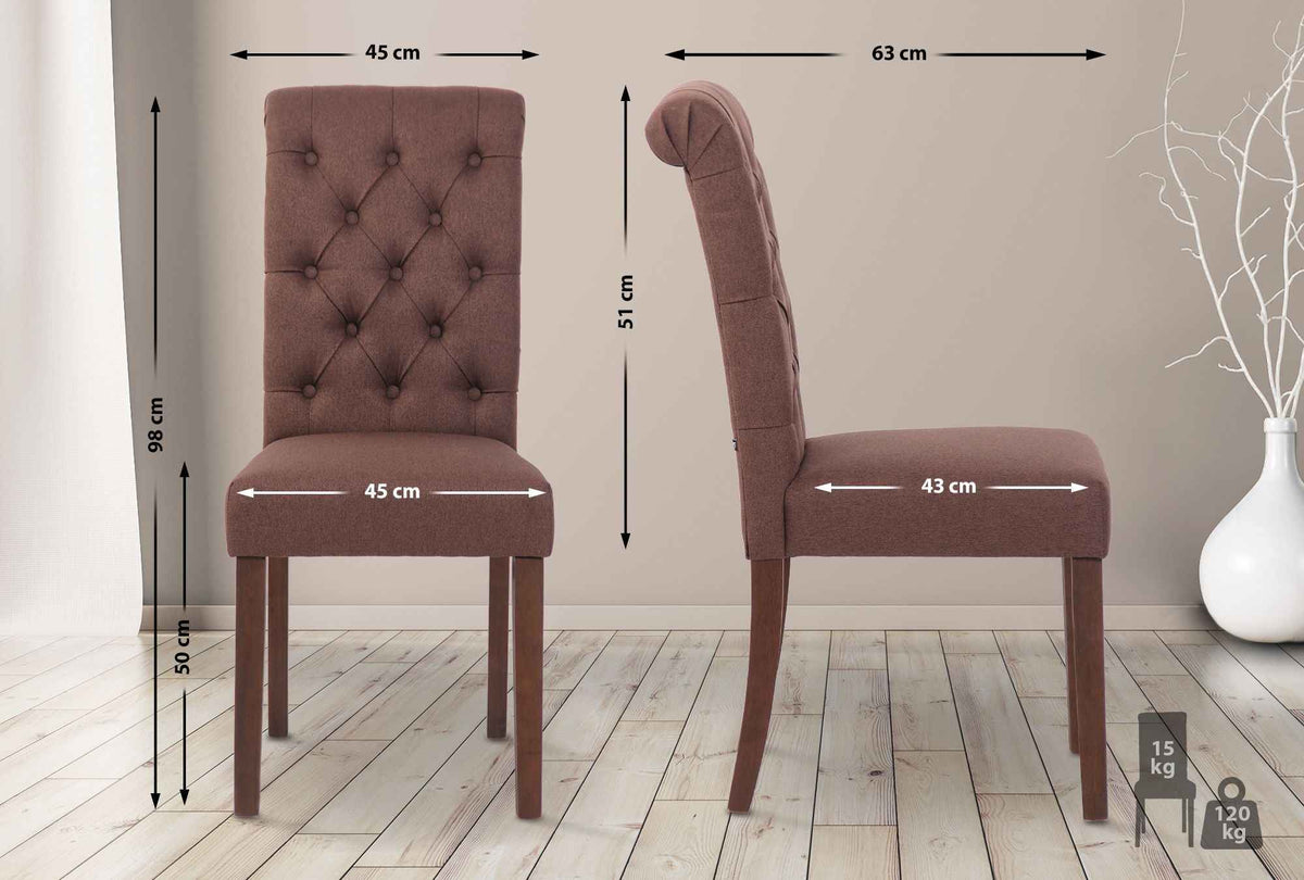 Set van 2 Lisburn eetkamerstoelen bruin,Stof braun