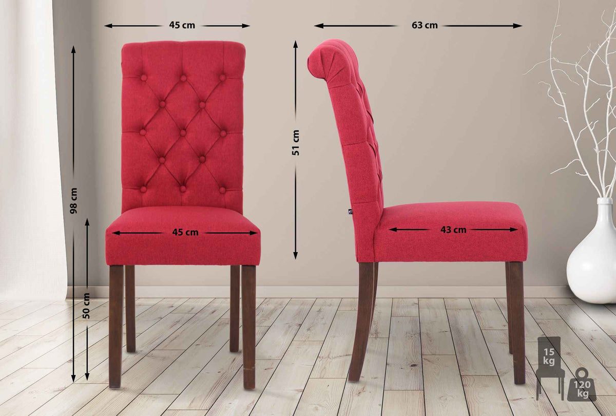Set van 2 Lisburn eetkamerstoelen rood,Stof rot