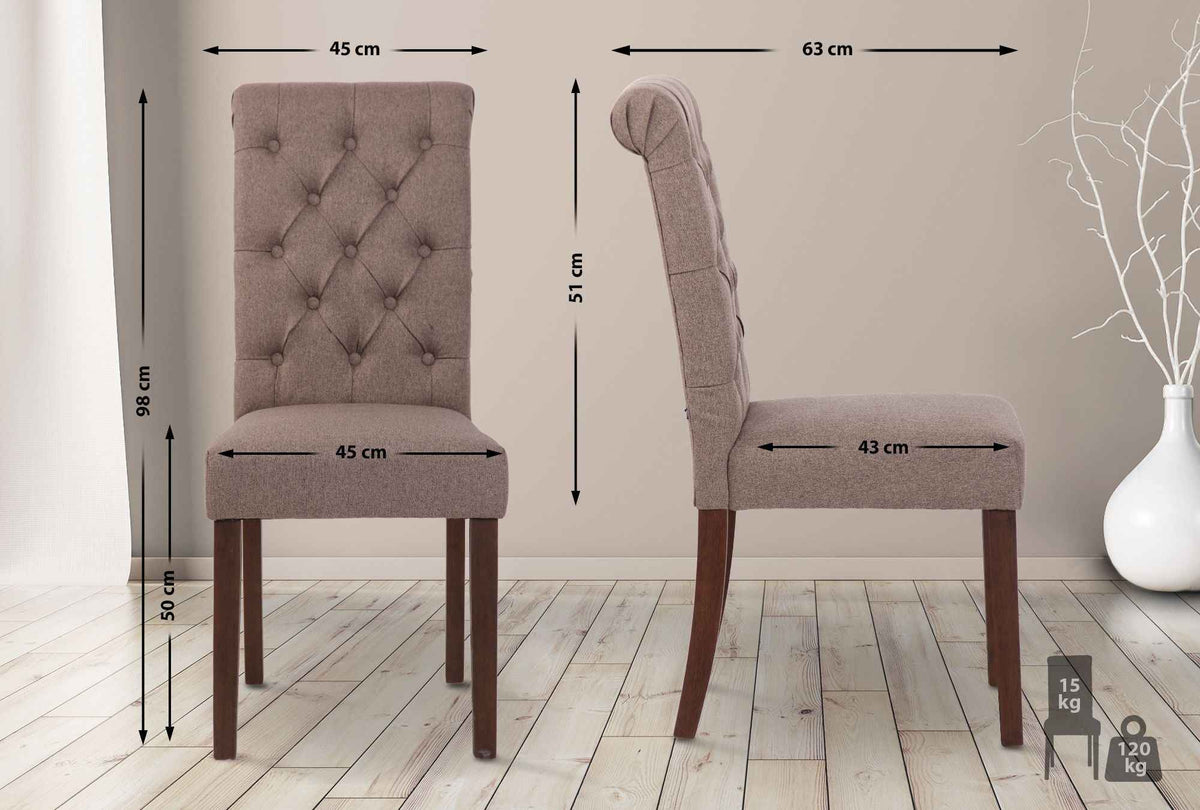 Set van 2 Lisburn eetkamerstoelen taupe,Stof taupe