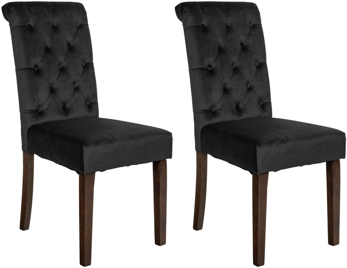 Set van 2 Lisburn eetkamerstoelen zwart,Fluweel schwarz