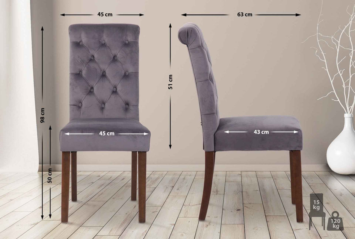 Set van 2 Lisburn eetkamerstoelen donkergrijs,Fluweel dunkelgrau