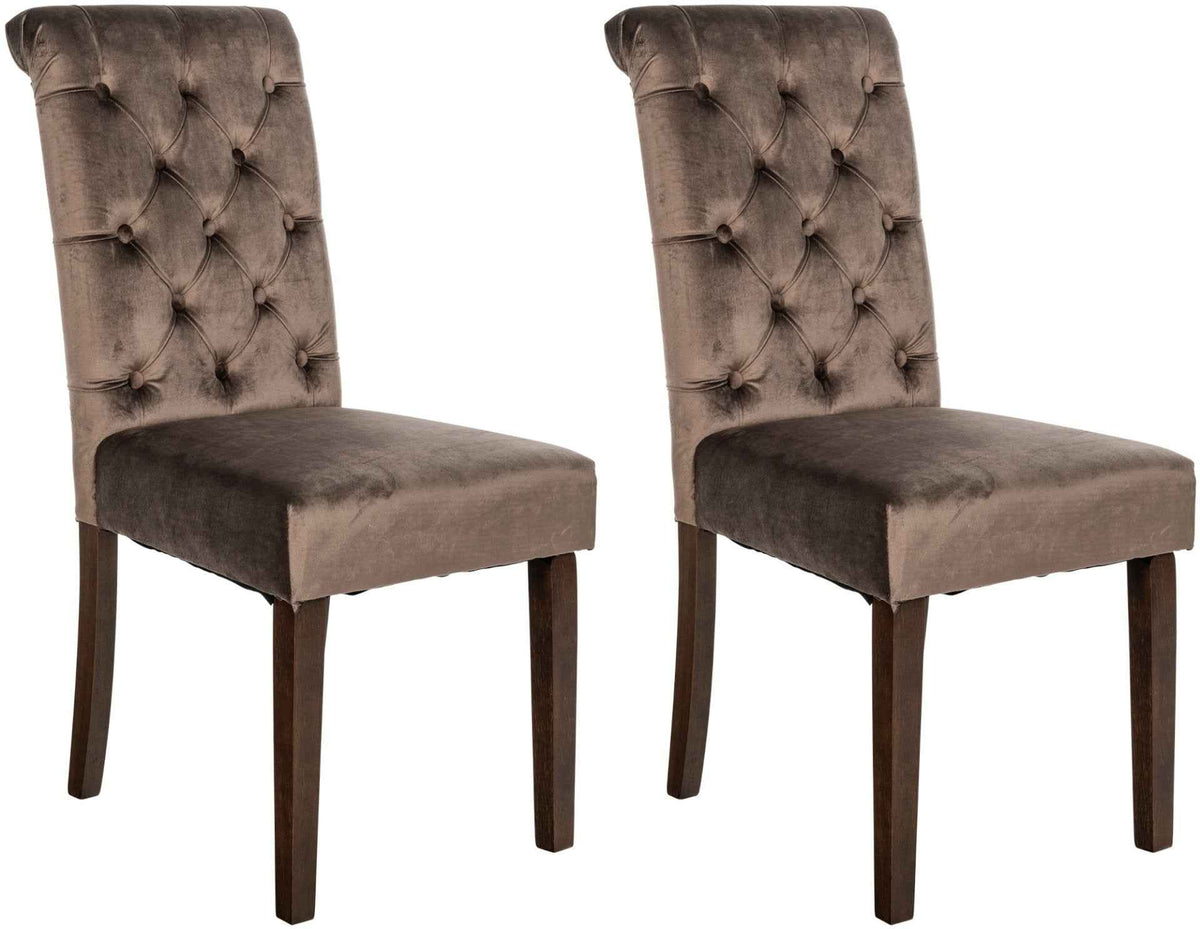 Set van 2 Lisburn eetkamerstoelen bruin,Fluweel braun