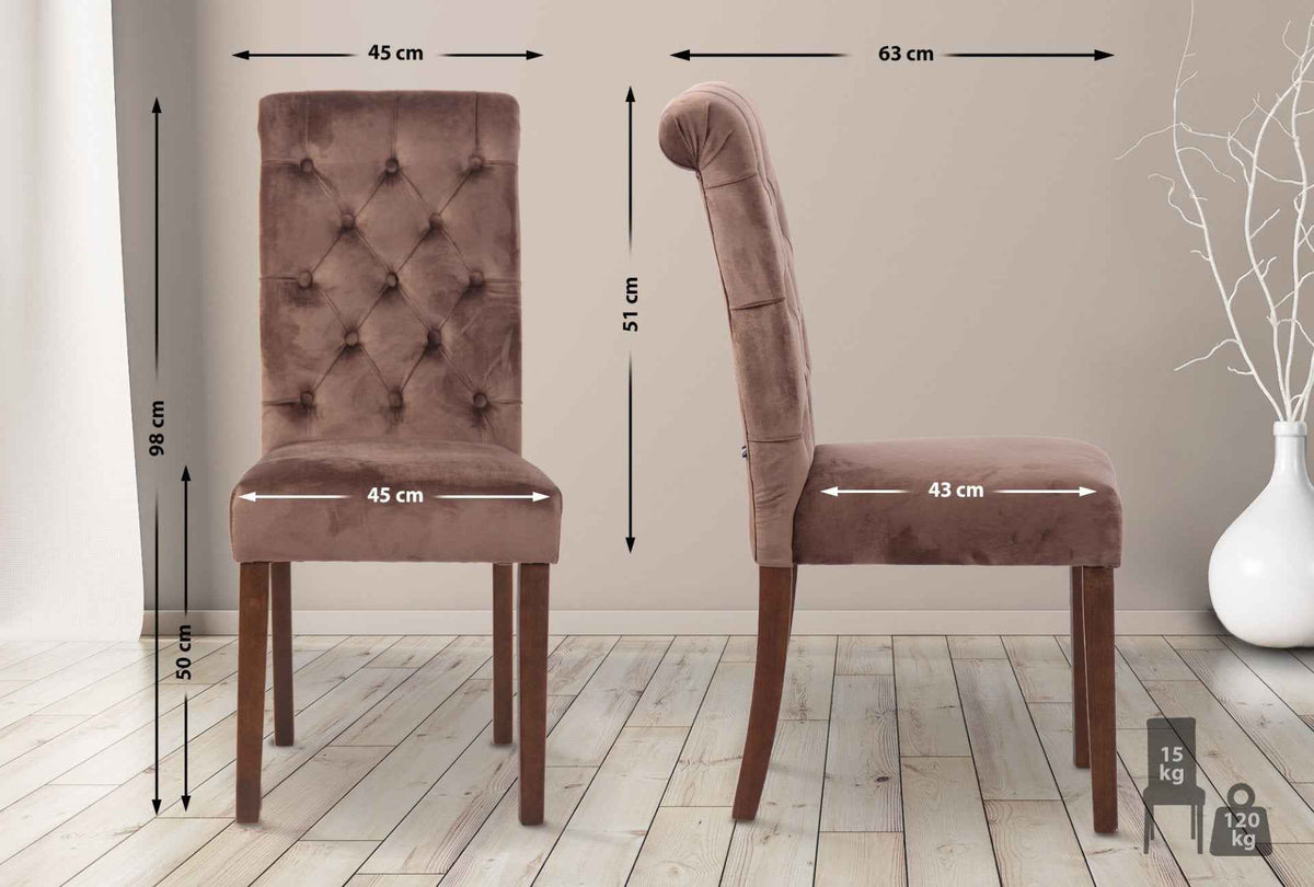 Set van 2 Lisburn eetkamerstoelen bruin,Fluweel braun
