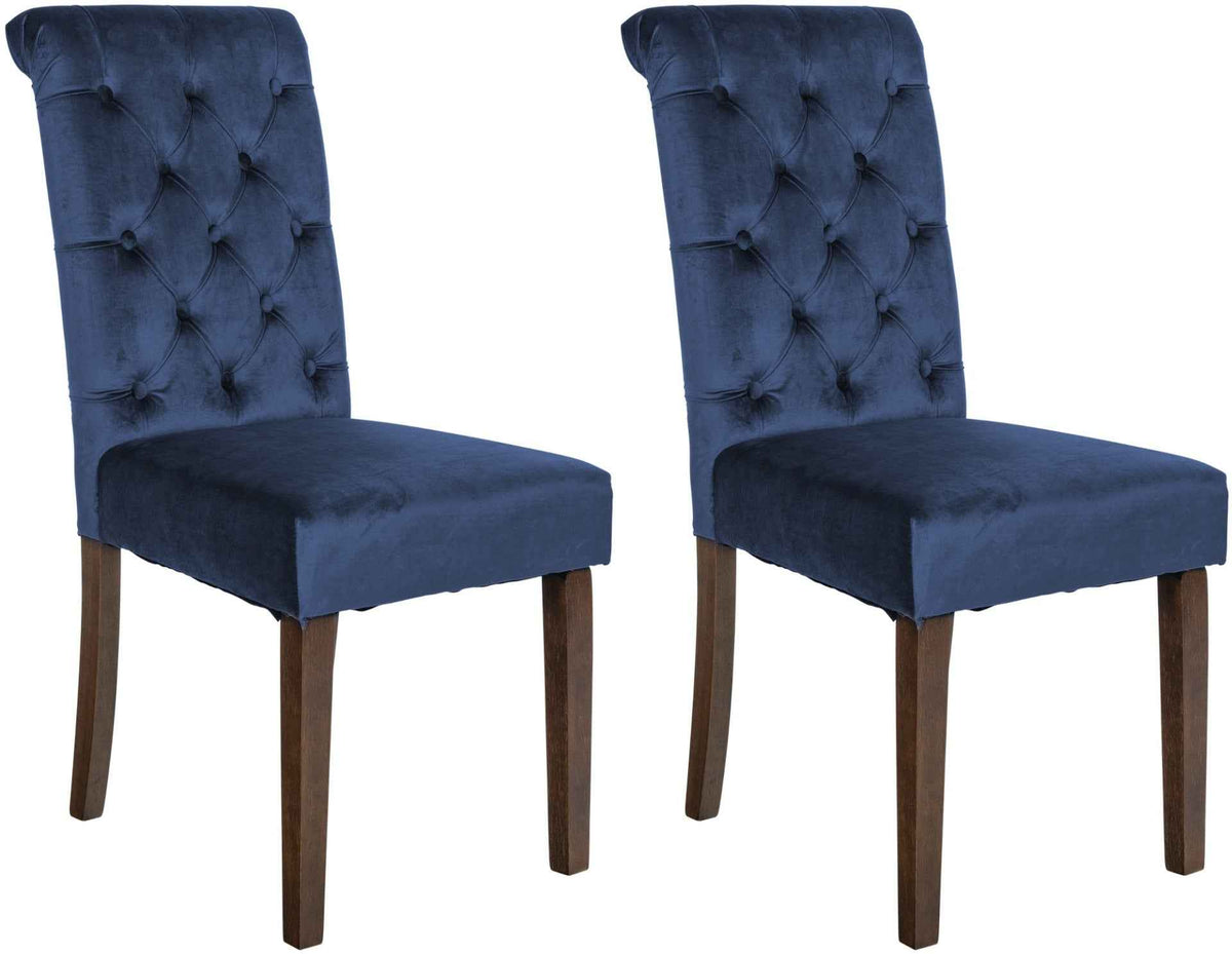 Set van 2 Lisburn eetkamerstoelen blauw,Fluweel blau
