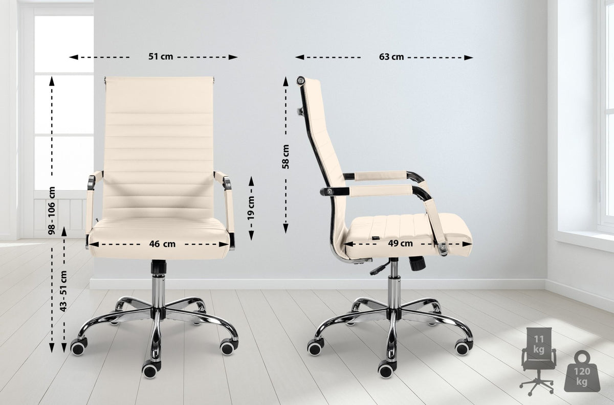 Bureaustoel Amadora kunstleer creme,Kunstleer creme
