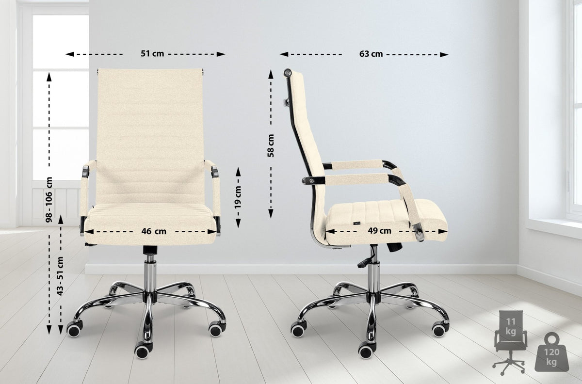 Bureaustoel Amadora kunstleer creme,Stof creme