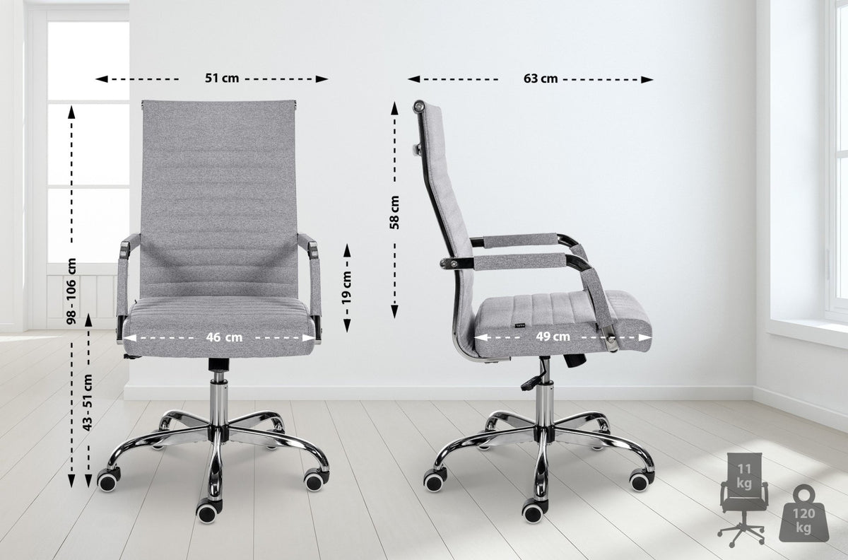 Bureaustoel Amadora kunstleer grijs,Stof grau