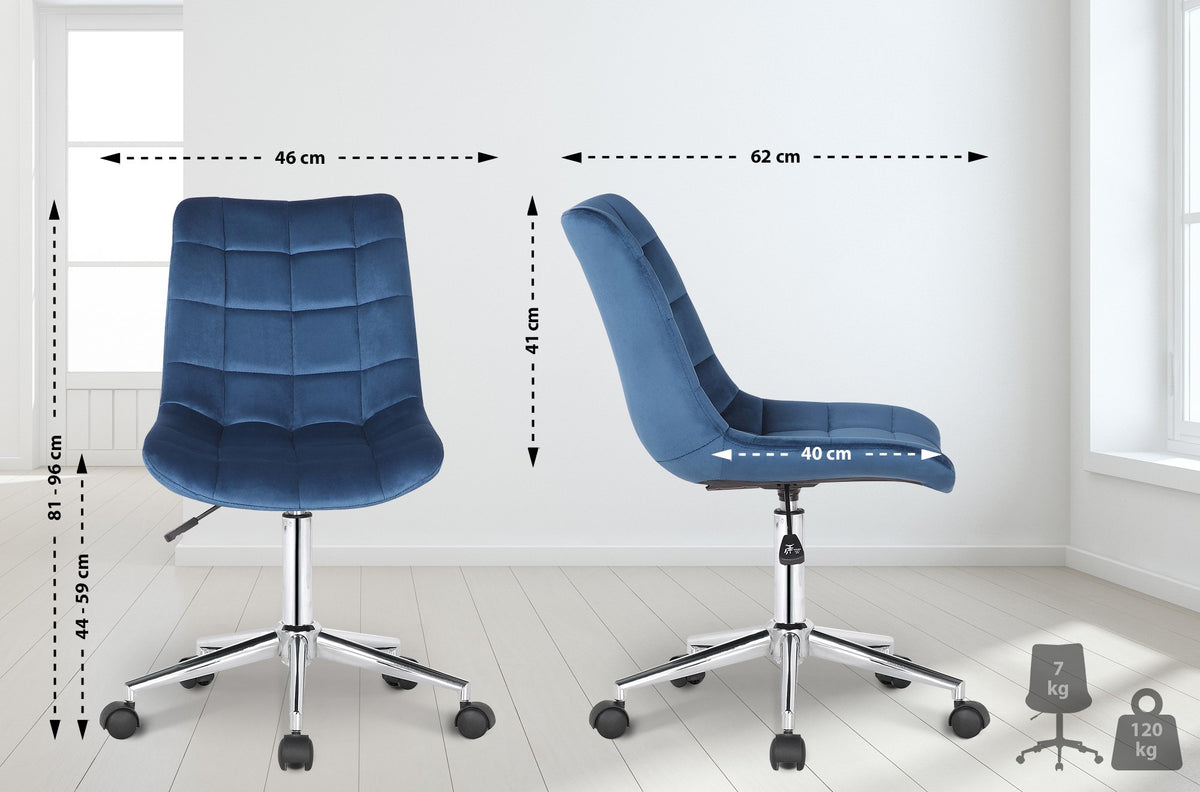 Bureaustoel Medford Fluweel blauw blau