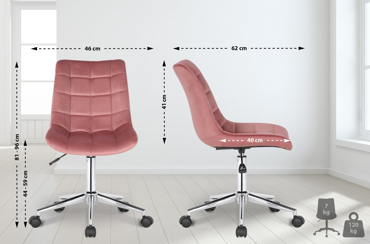 Bureaustoel Medford Fluweel roze pink