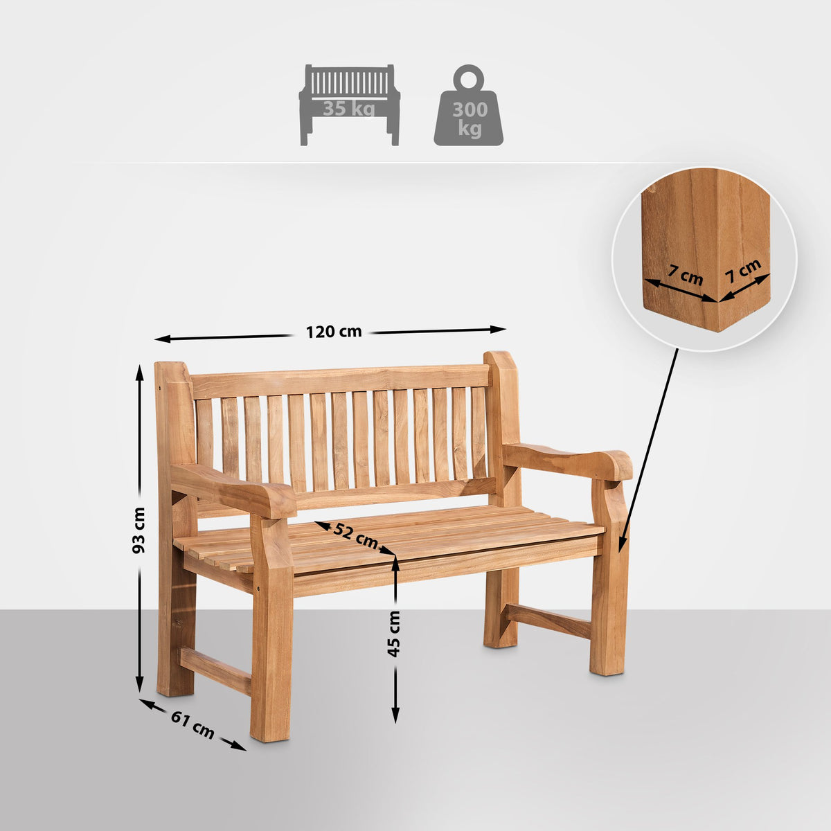 Tuinbank 120 cm met hoes Jackson teak