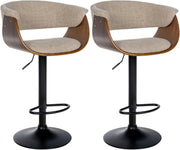 Set van 2 barkrukken Vestal walnoot/creme,Stof walnuss/creme