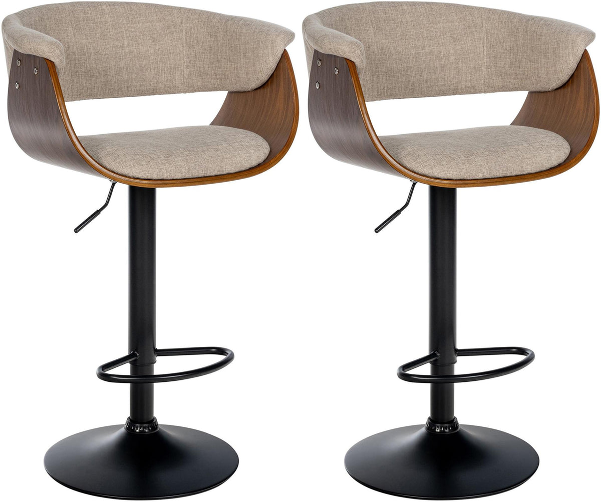 Set van 2 barkrukken Vestal walnoot/creme,Stof walnuss/creme