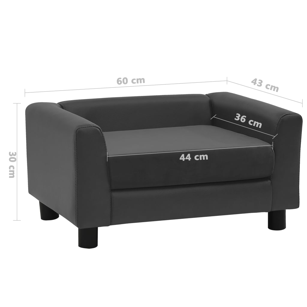 vidaXL Hondenbank 60x43x30 cm pluche en kunstleer donkergrijs