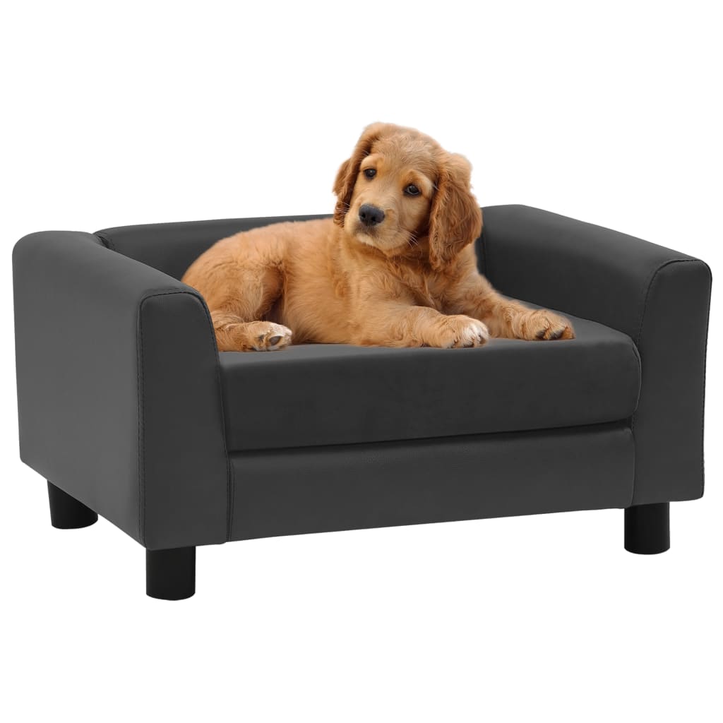 vidaXL Hondenbank 60x43x30 cm pluche en kunstleer donkergrijs