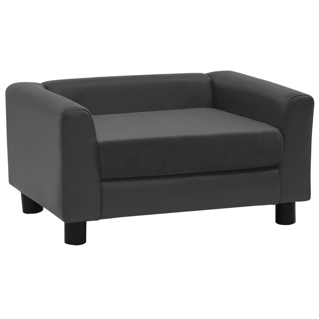 vidaXL Hondenbank 60x43x30 cm pluche en kunstleer donkergrijs