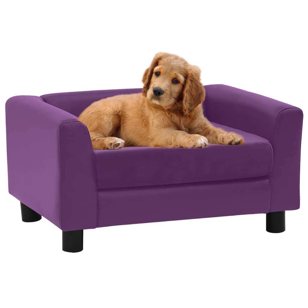 vidaXL Hondenbank 60x43x30 cm pluche en kunstleer donkergrijs