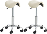 Set van 2 werkkrukken Reno kunstleer creme creme