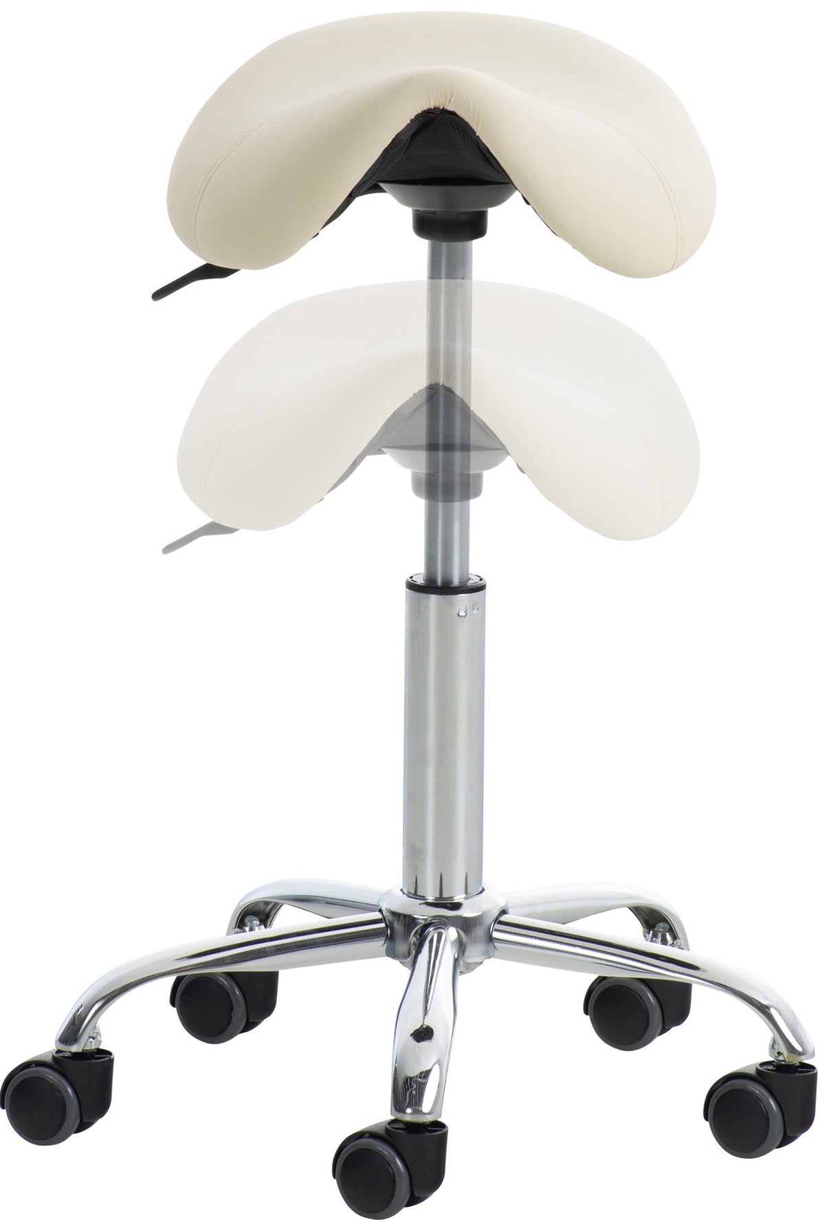 Set van 2 werkkrukken Reno kunstleer creme creme