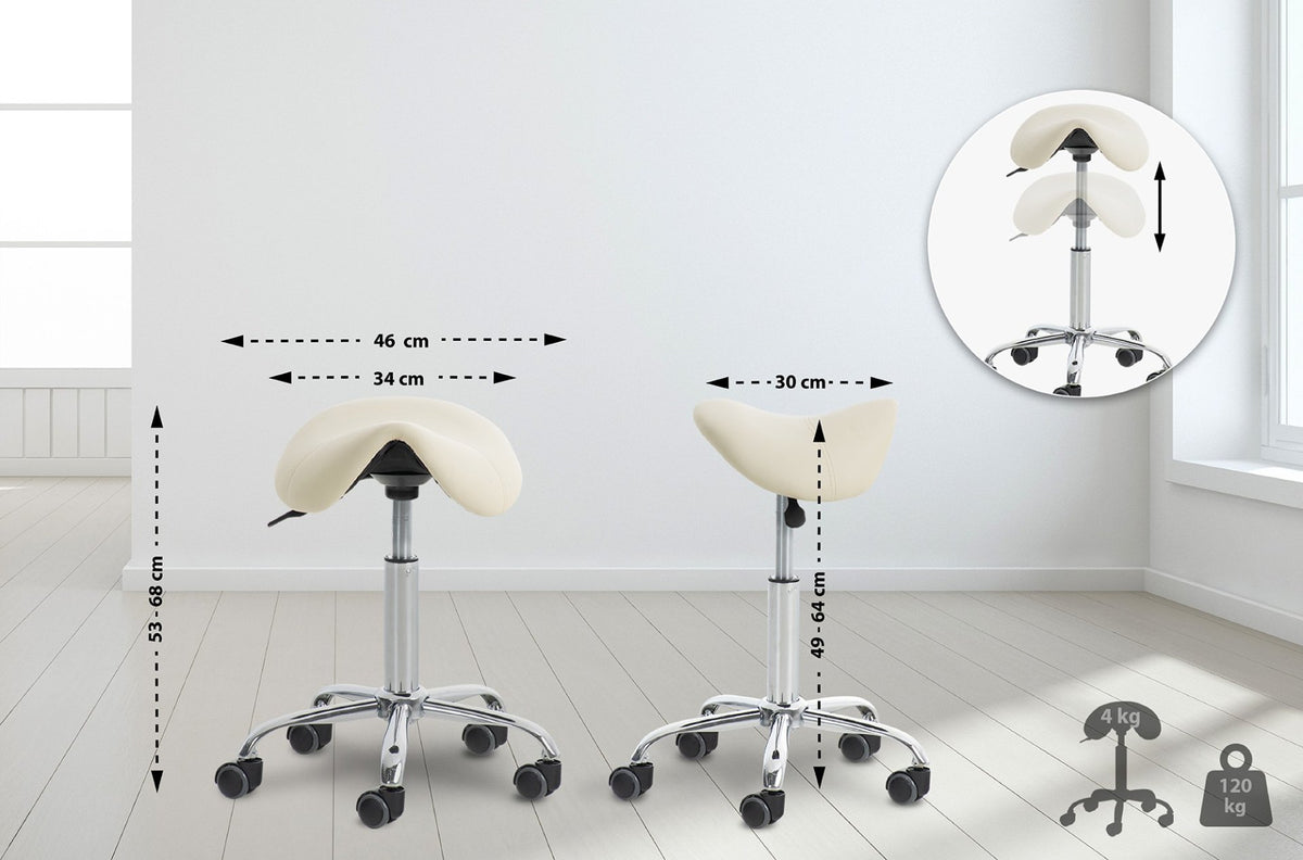 Set van 2 werkkrukken Reno kunstleer creme creme