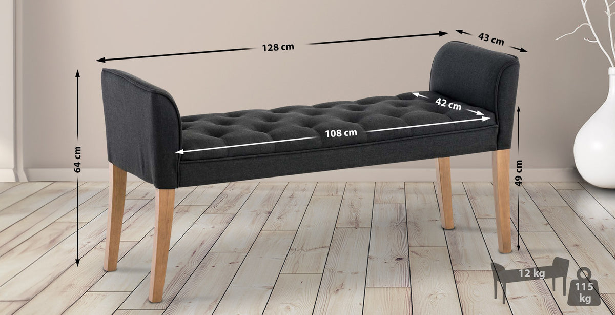 Chaise longue Cleopatra, stof donkergrijs,antiek licht dunkelgrau