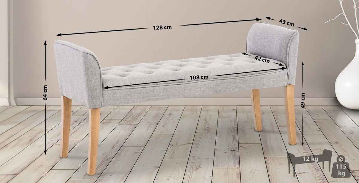 Chaise longue Cleopatra, stof licht grijs,antiek licht hellgrau
