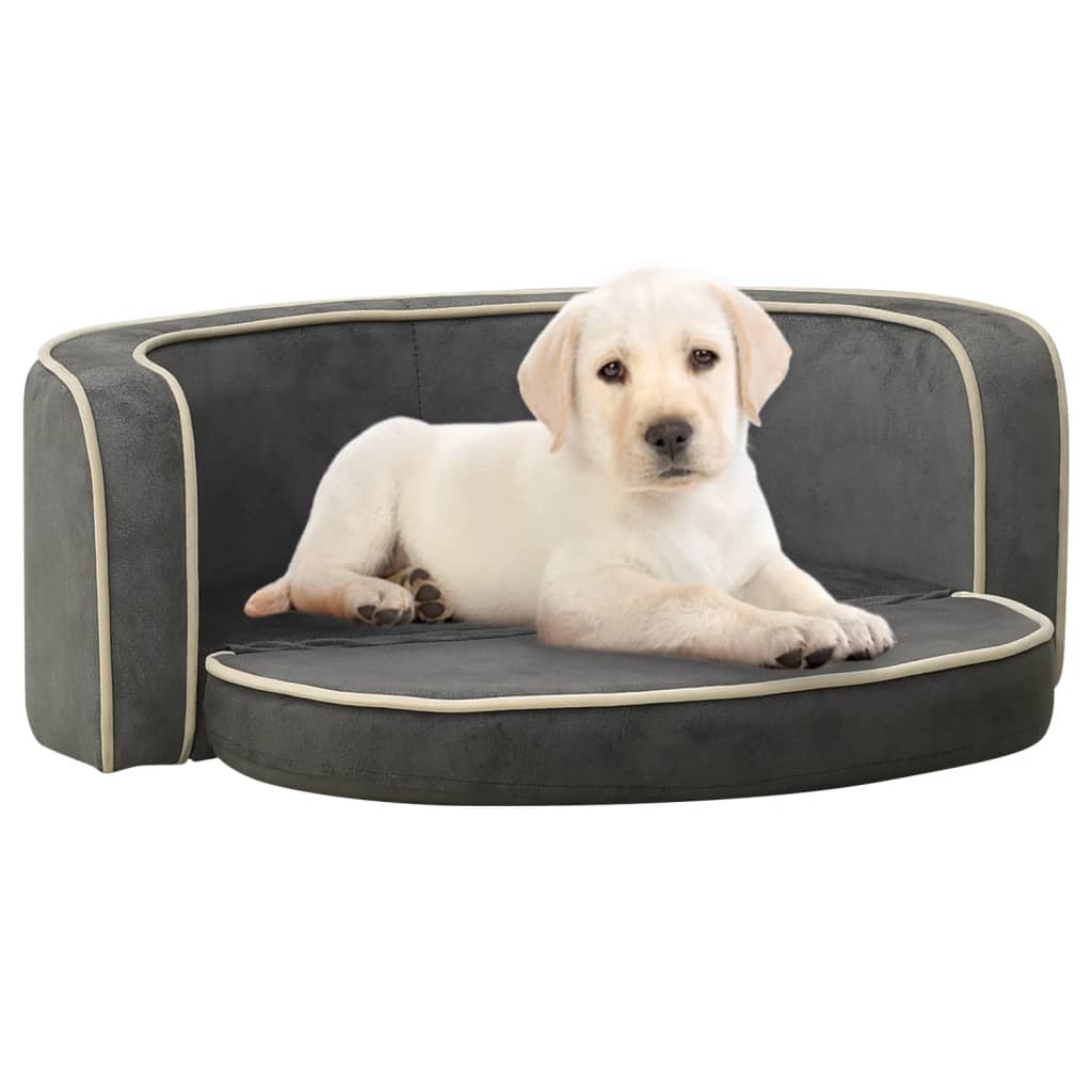 vidaXL Hondenbank inklapbaar 73x67x26 cm pluche grijs