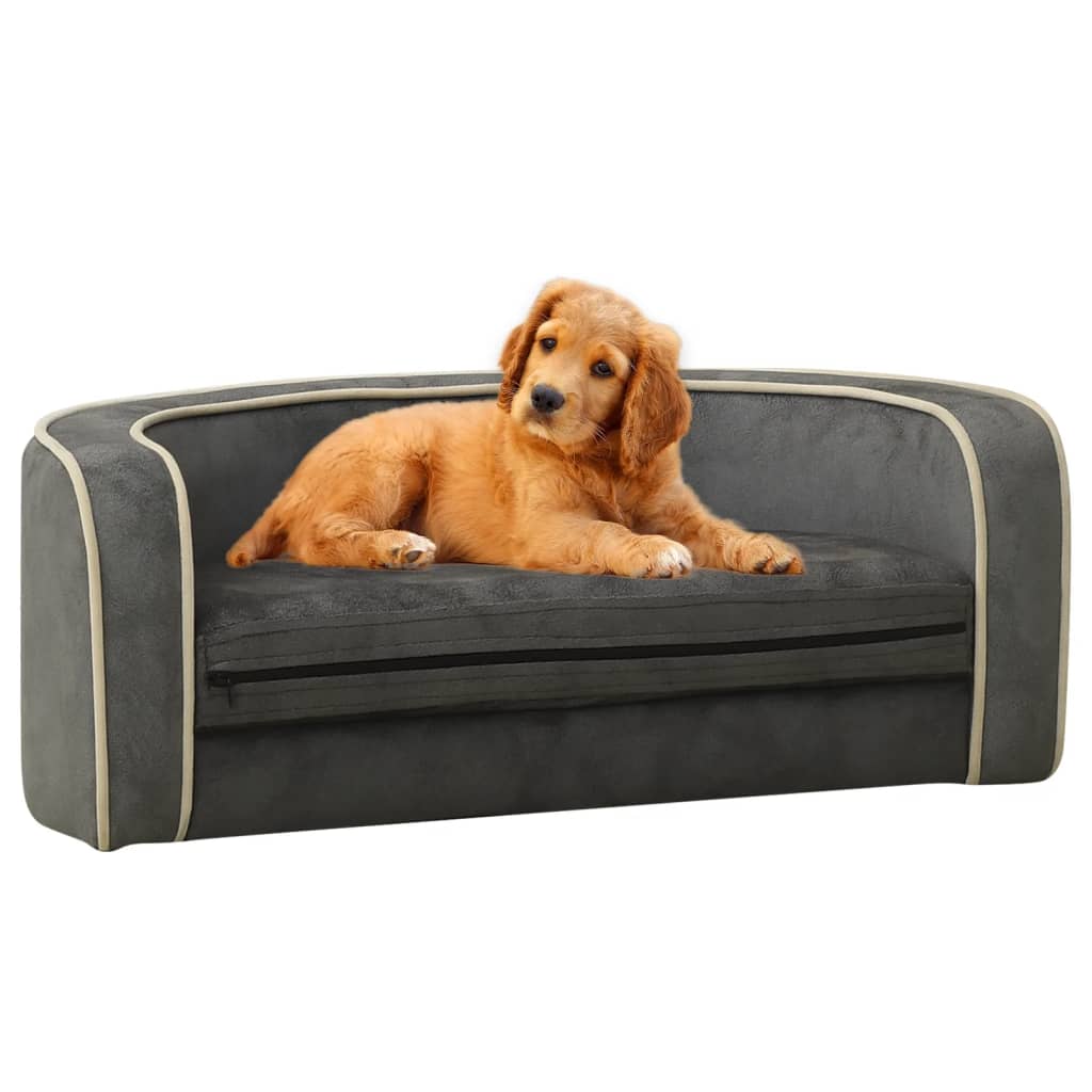 vidaXL Hondenbank inklapbaar 73x67x26 cm pluche grijs