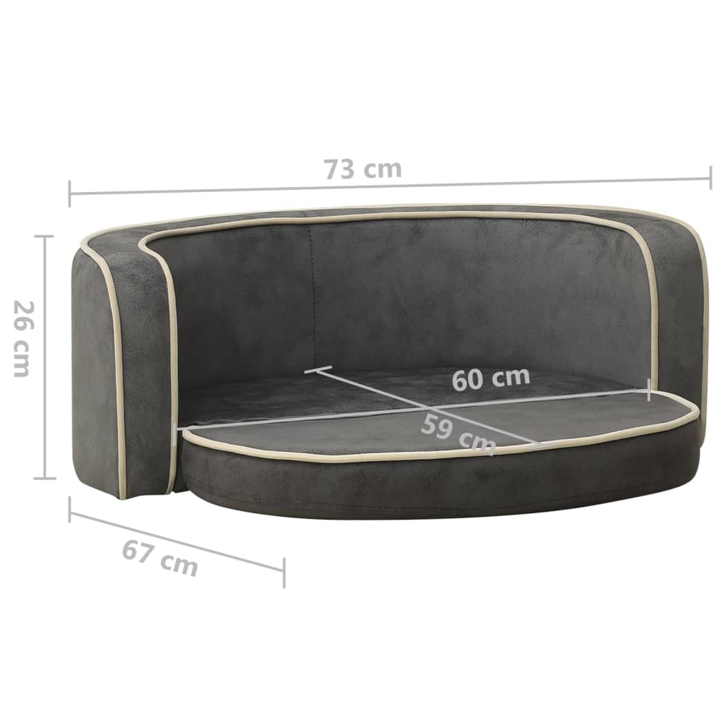 vidaXL Hondenbank inklapbaar 73x67x26 cm pluche grijs