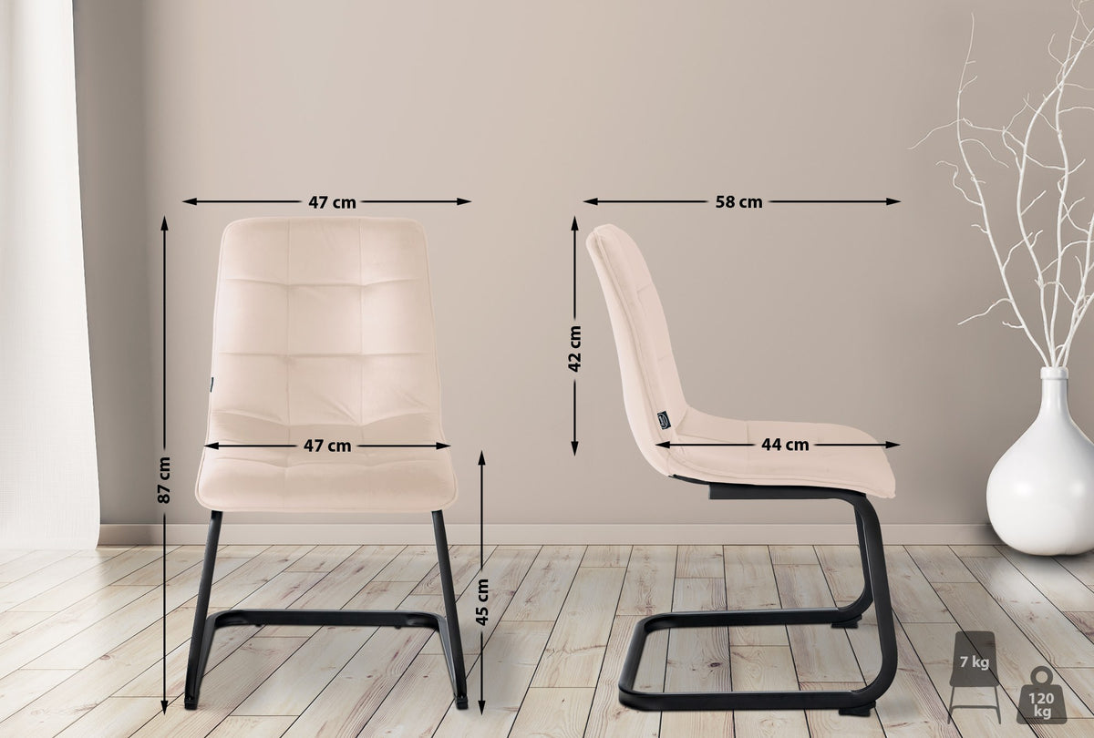 Set van 2 eetkamerstoelen Vermont fluweel creme creme