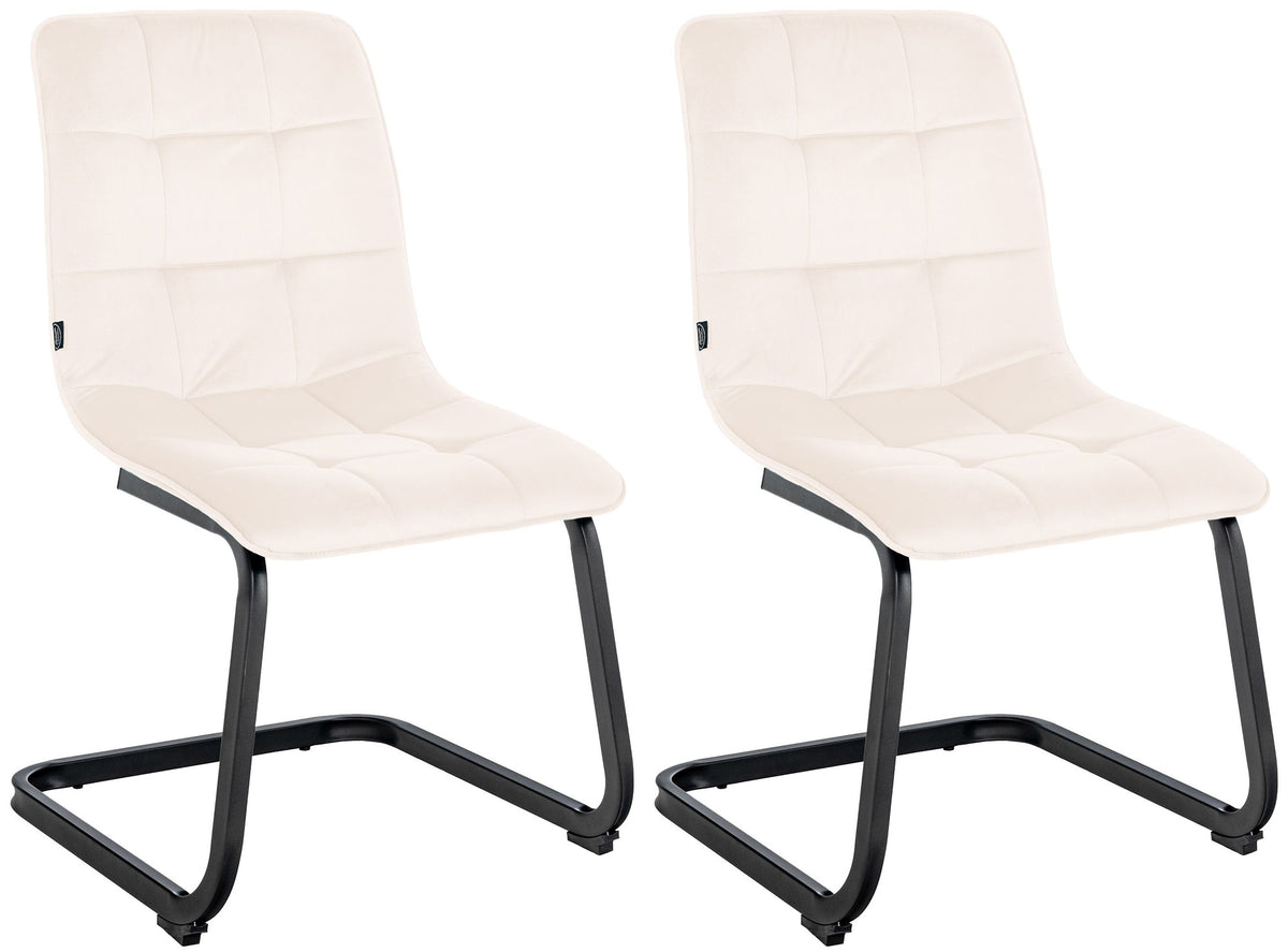 Set van 2 eetkamerstoelen Vermont fluweel creme creme