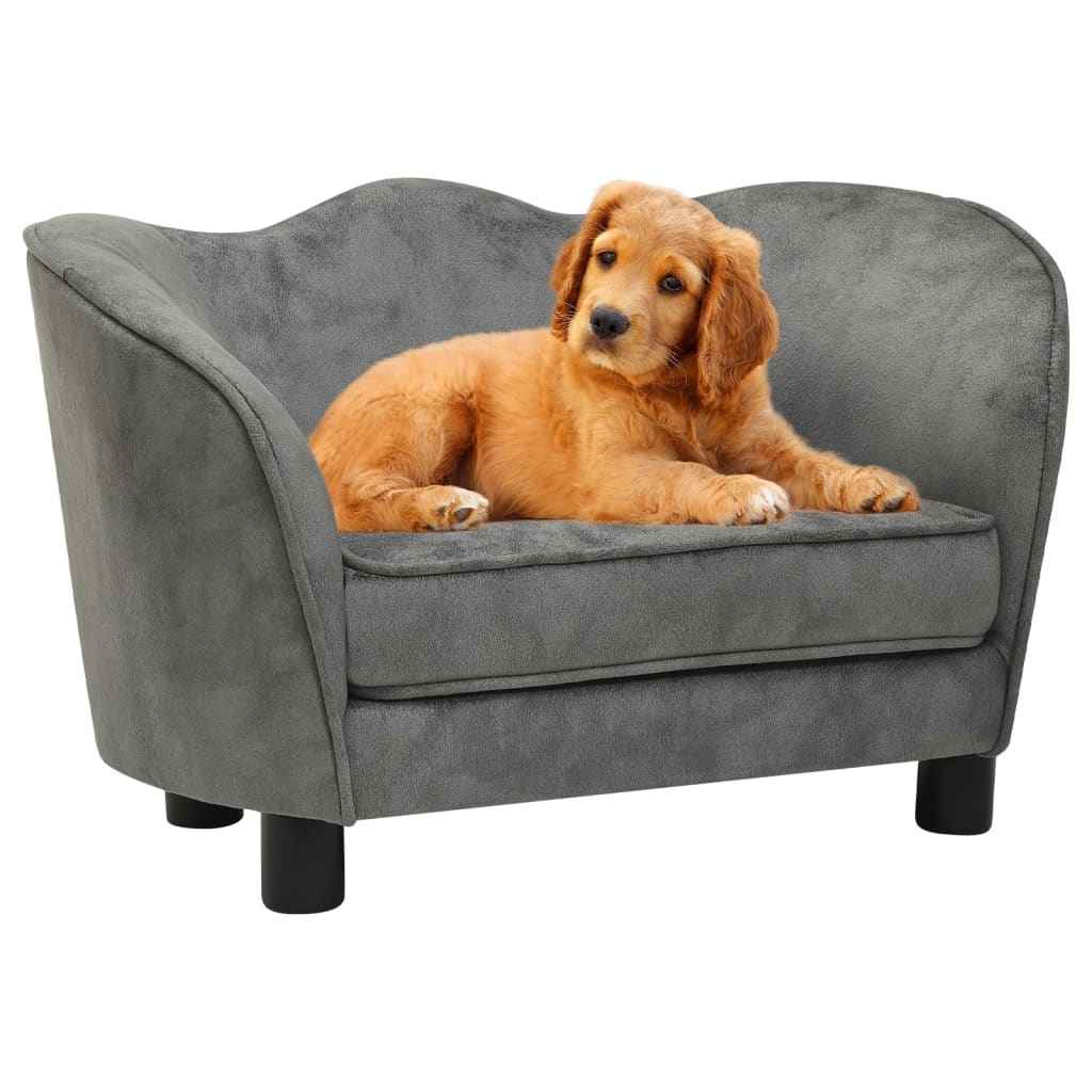 vidaXL Hondenbank 66x43x40 cm pluche grijs