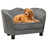 vidaXL Hondenbank 66x43x40 cm pluche grijs