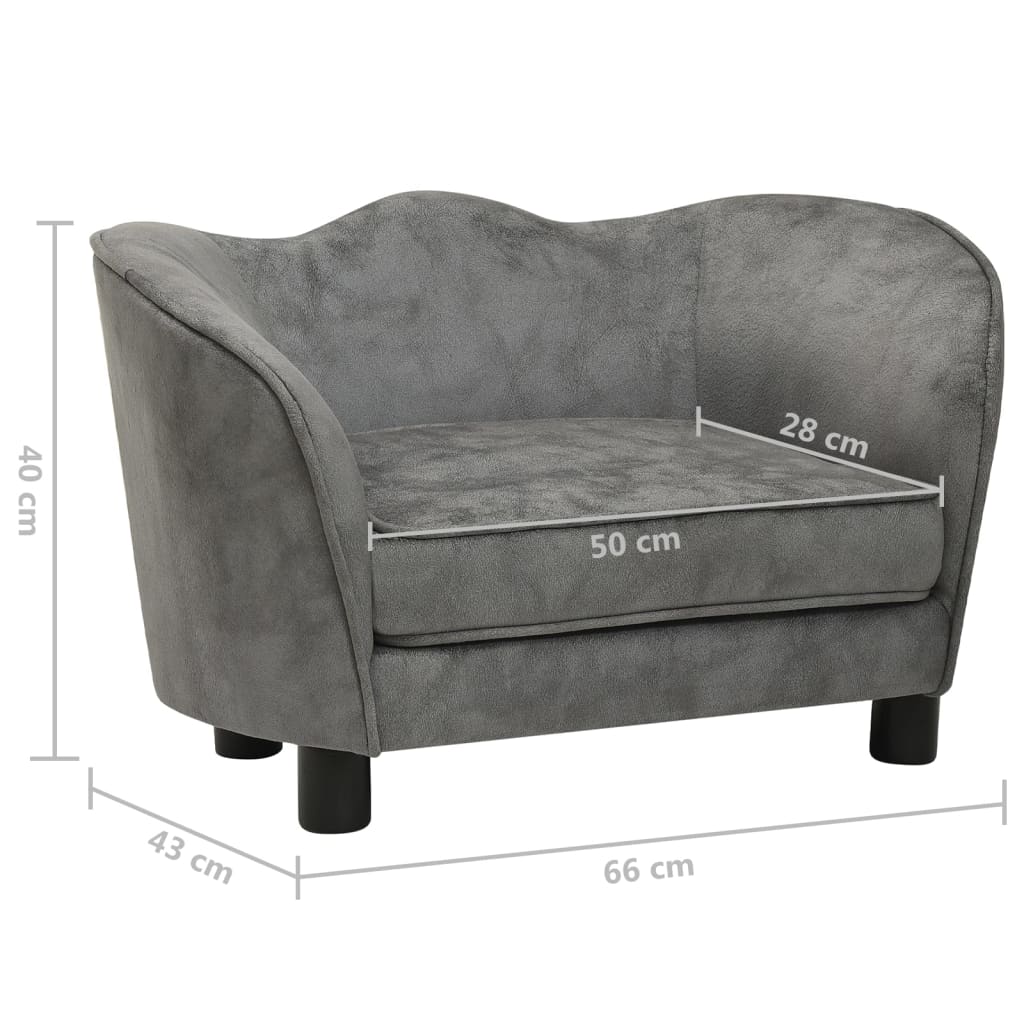 vidaXL Hondenbank 66x43x40 cm pluche grijs