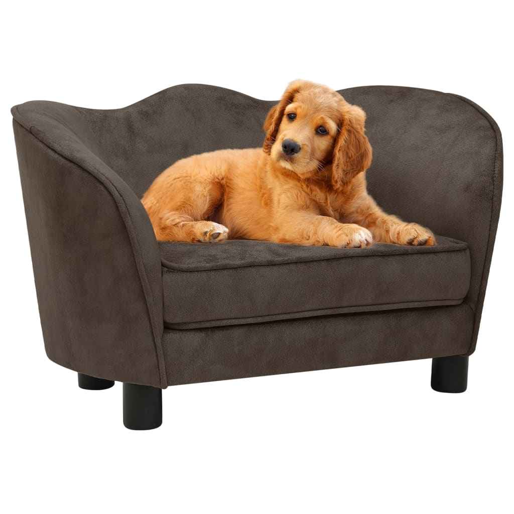vidaXL Hondenbank 66x43x40 cm pluche grijs