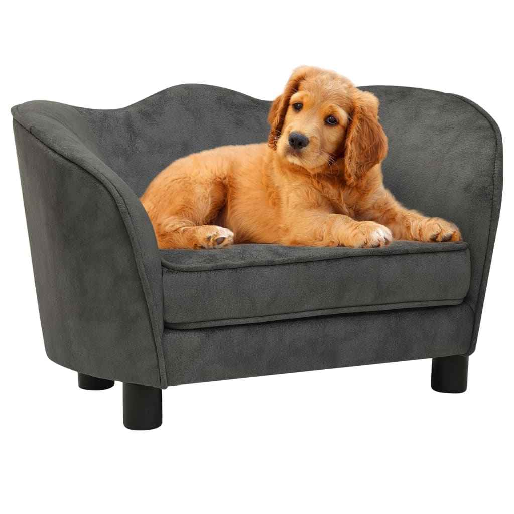 vidaXL Hondenbank 66x43x40 cm pluche grijs