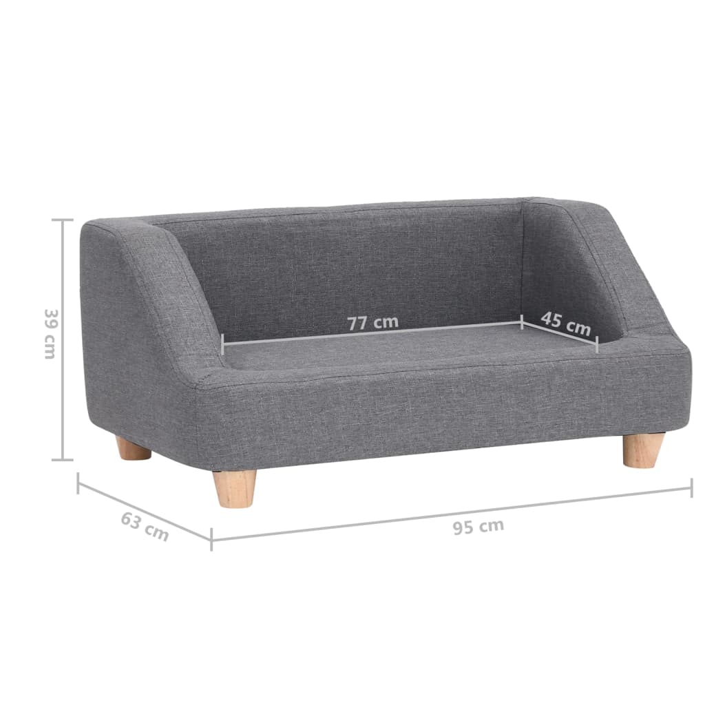 vidaXL Hondenbank 95x63x39 cm linnen grijs