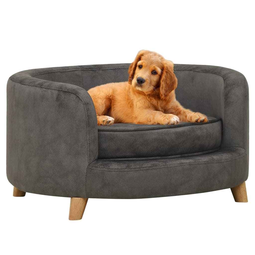 vidaXL Hondenbank 69x69x36 cm pluche grijs