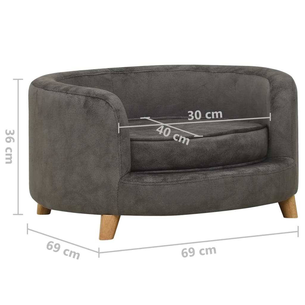 vidaXL Hondenbank 69x69x36 cm pluche grijs