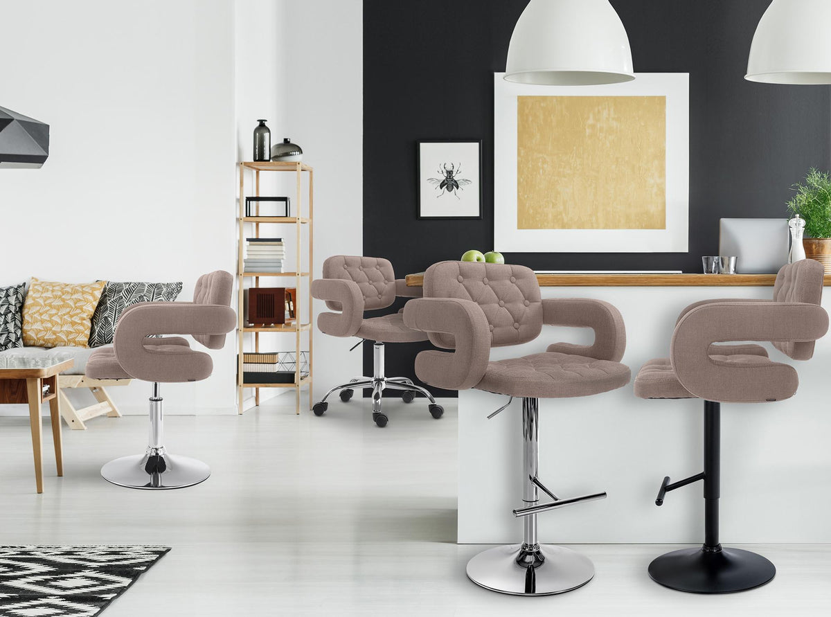 Barkruk Dublin Stof taupe,chroom taupe