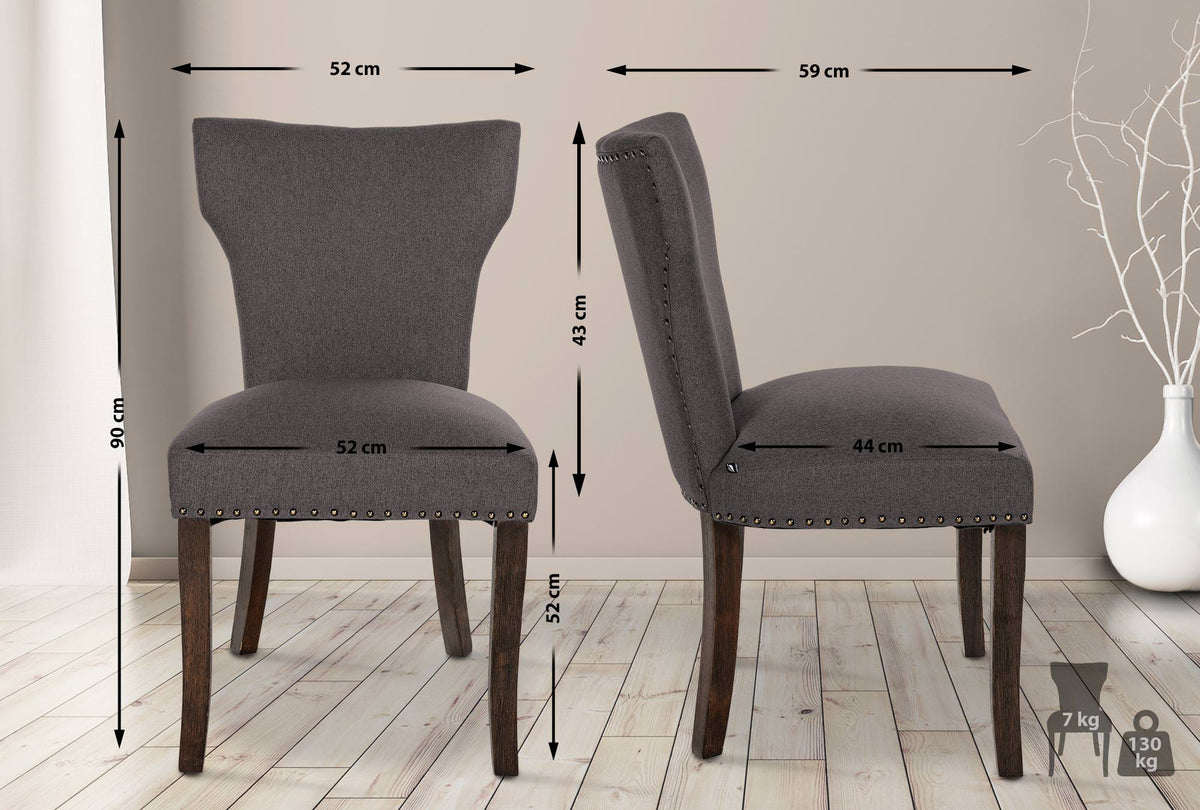 Set van 2 eetkamerstoelen Zadar stof donkergrijs,antiek donker dunkelgrau