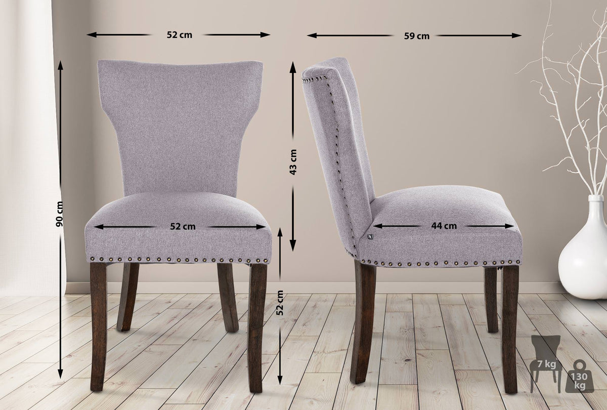 Set van 2 eetkamerstoelen Zadar stof grijs,antiek donker grau