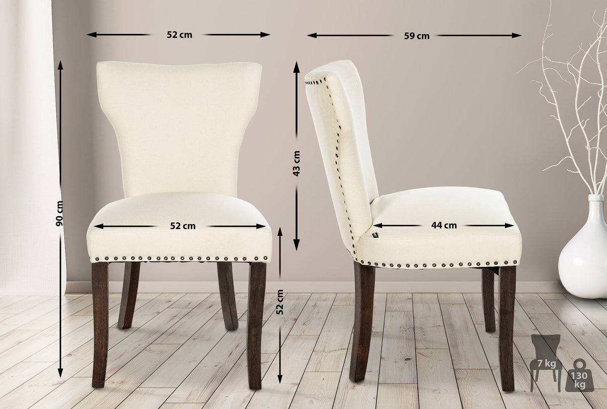 Set van 2 eetkamerstoelen Zadar stof creme,antiek donker creme