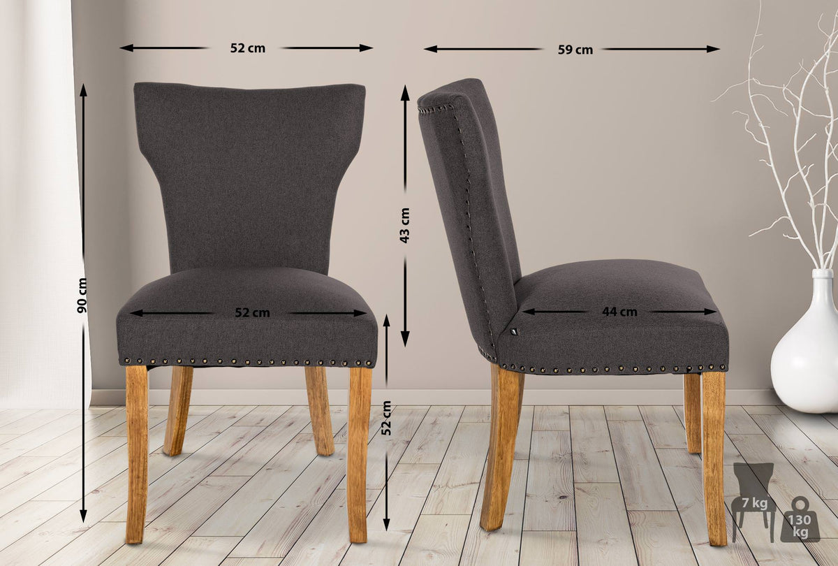 Set van 2 eetkamerstoelen Zadar stof donkergrijs,antiek licht dunkelgrau